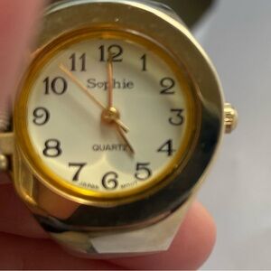 Sophie Quartz Vintage Japan Movt Gold and Brown mini watch Ring